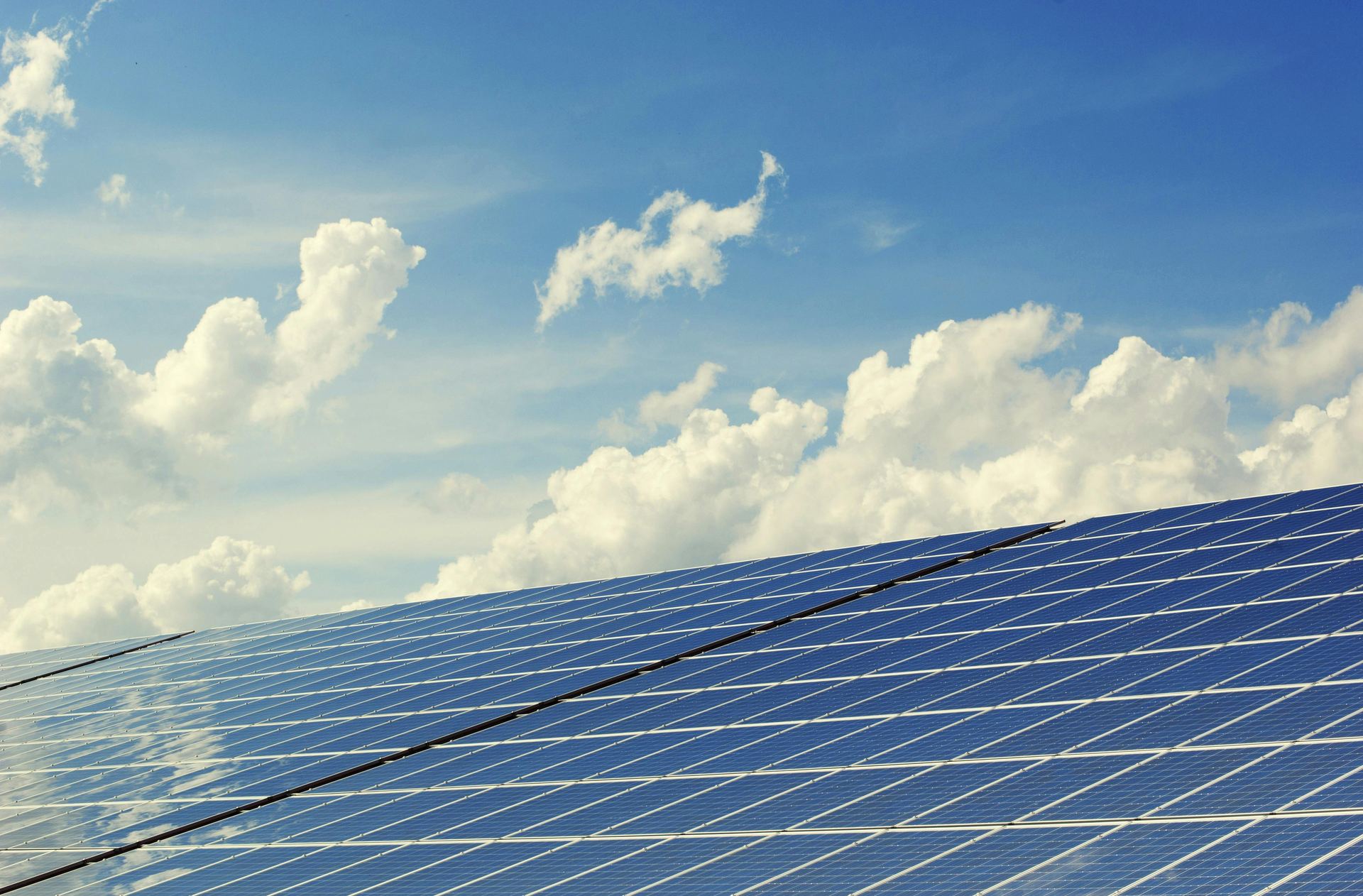 Solar panel array at sunset